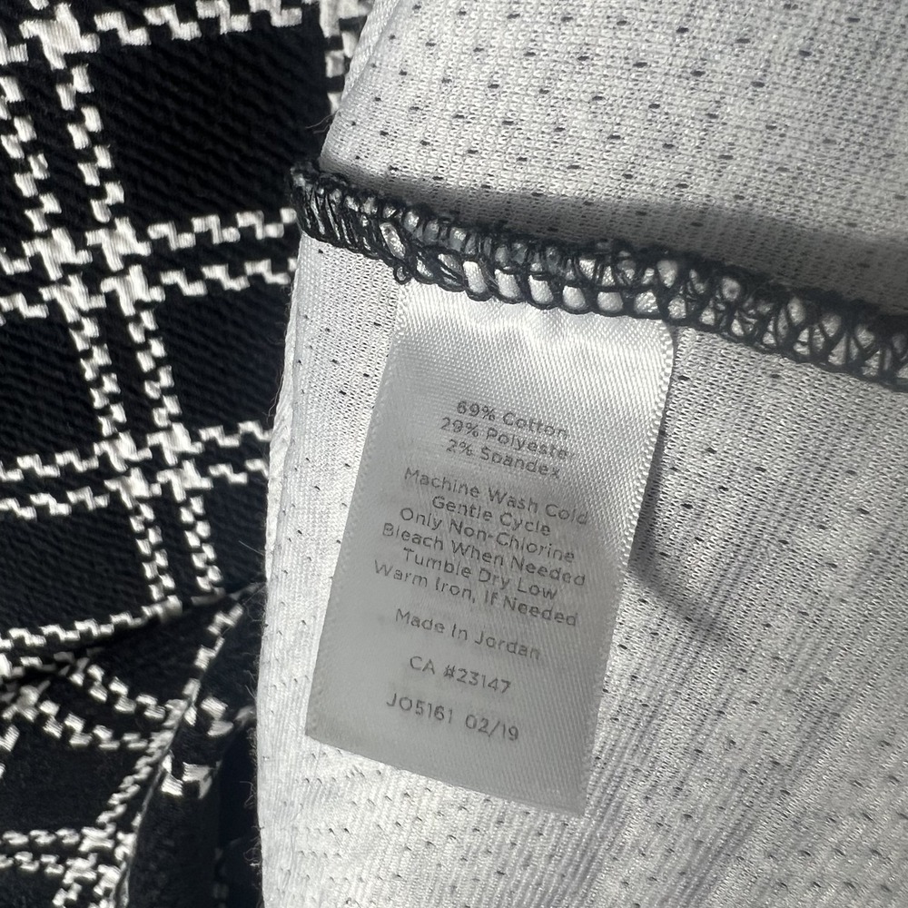 Talbots Women's M Black White Plaid Windowpane Long Sleeve Boat Neck Top Blouse - Picture 5 of 6